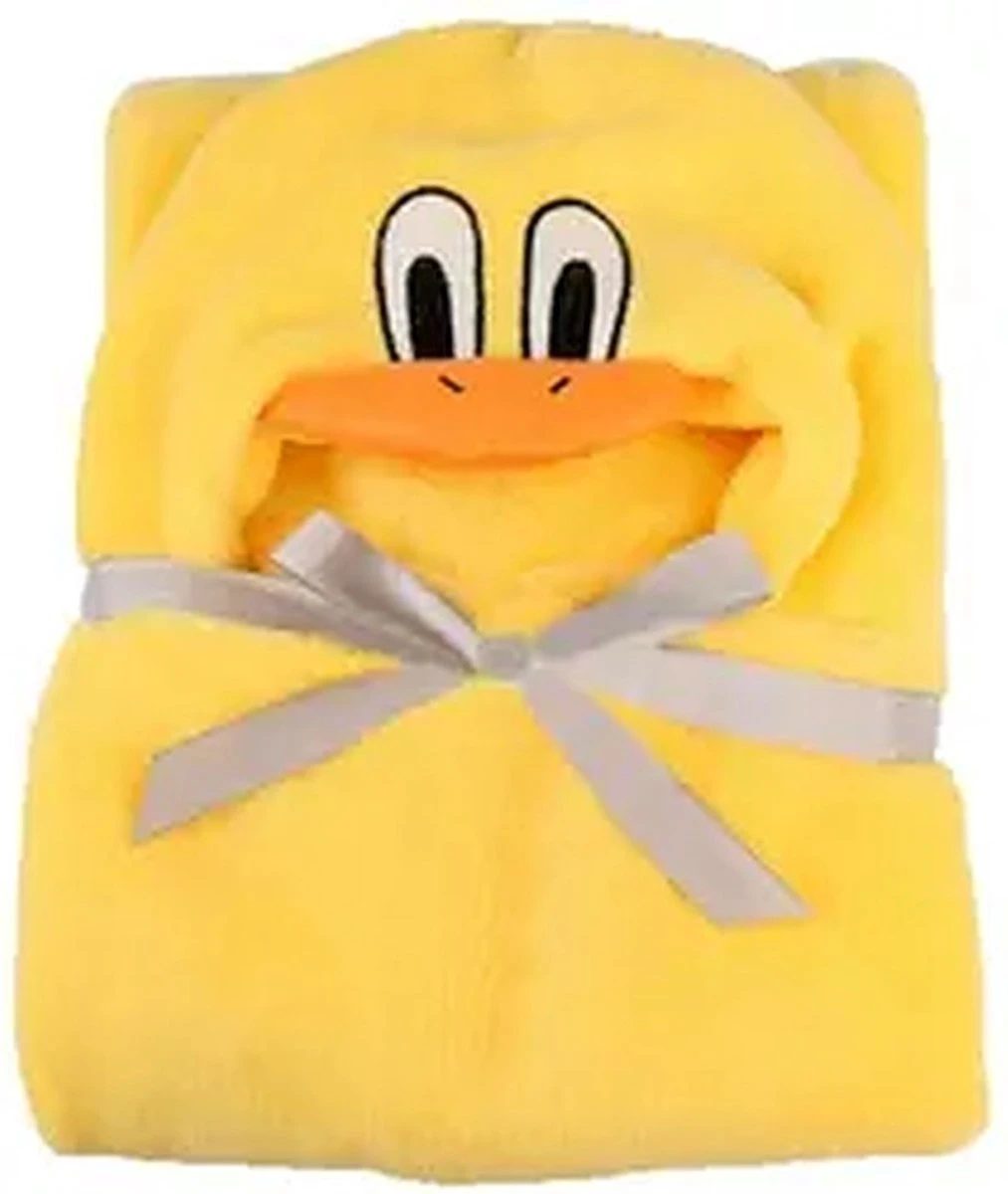 Merkloos Badcape - Babycape - Fleecedeken - Maxi Cosy Deken - Kraam Cadeau - Capuchon - Eend Print - Afbeelding 2