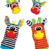 Playgro Pols- En Voetrammelaarset Zebra & Giraf - Set Van 4 Stuks, 2 Polsbandjes En 2 Rammelsokjes