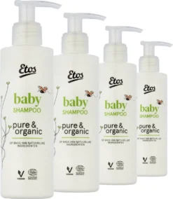 Etos Baby Shampoo - Pure & Organic - Vegan - 4 X 200ML - Voordeelpak