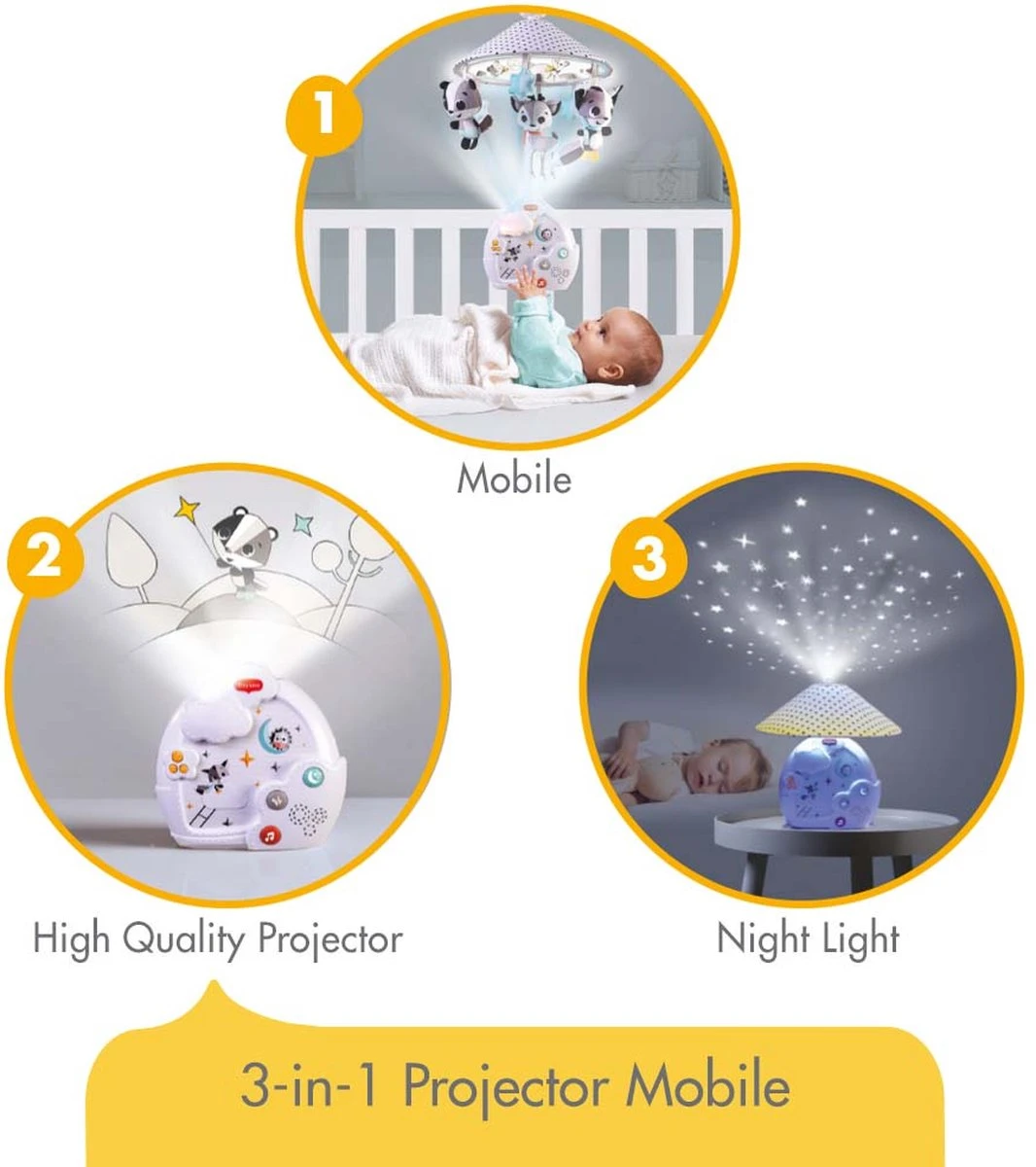 Tiny Love Magical Night 3-in-1 Muziekmobiel Met Projector - Magical Tales - Zwart/Wit - Afbeelding 2