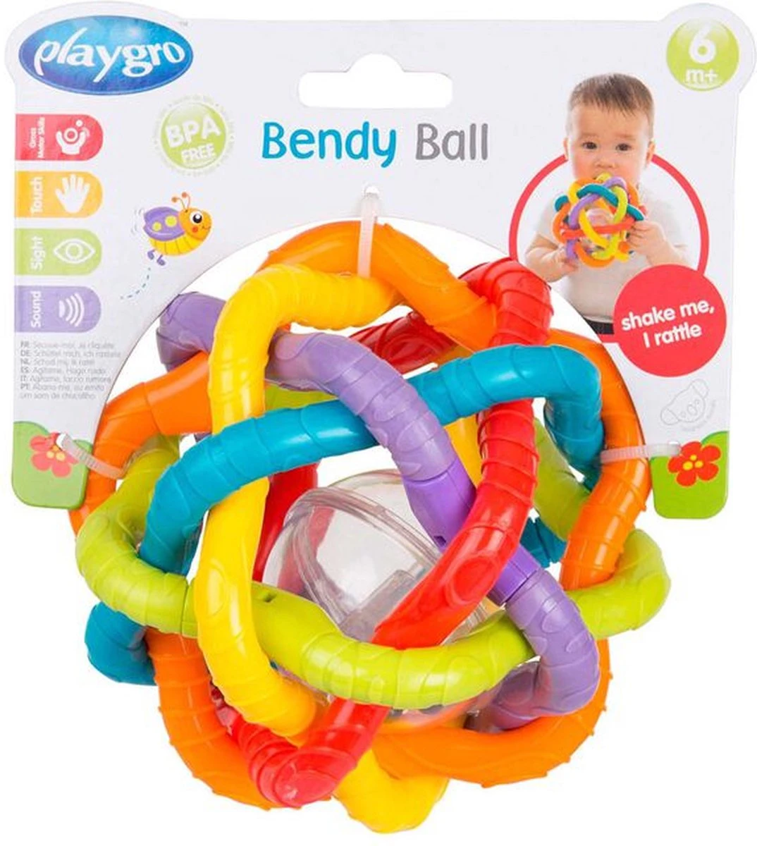 Playgro Buigbare Bendy Ball - Grijp- En Bijtspeelgoed - Incl Rammelaar - Activiteitenbal - Afbeelding 6