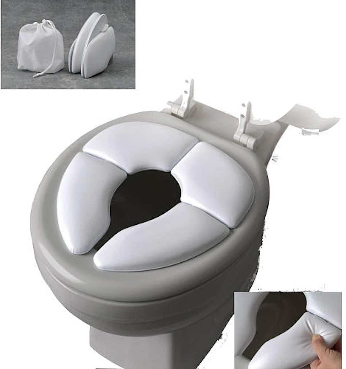 IBright Opvouwbare WC Verkleiner - Toilettrainer -Zachte Toilet Zitje - Toiletbril Verkleiner - Kinder WC Bril - Inclusief Draagtas - Wit - Afbeelding 7
