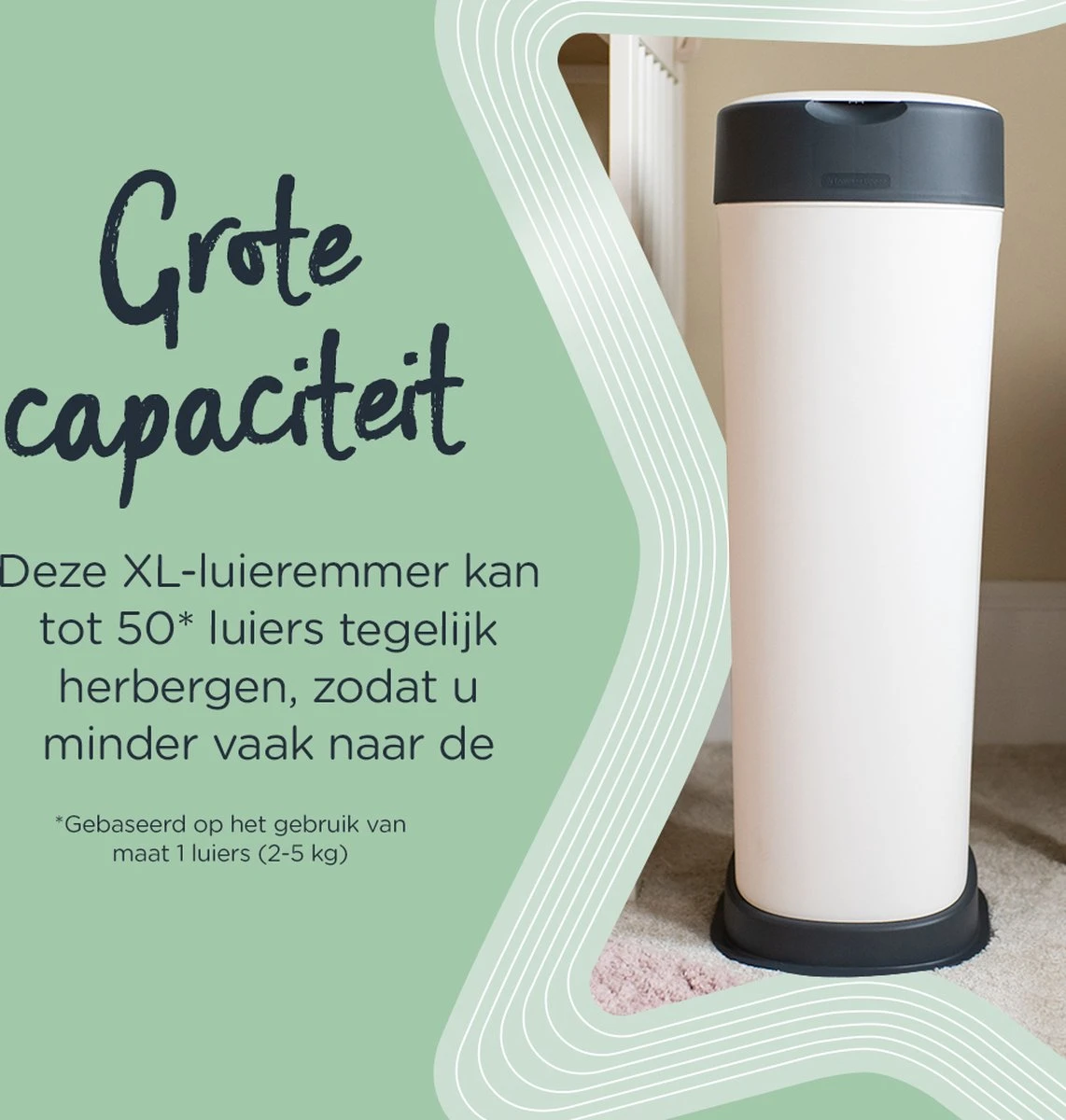 Tommee Tippee Twist & Click XL-luieremmer - Voor Maximaal 60 Luiers - Milieuvriendelijker Systeem - 1 Navulcassette - Duurzaam Geproduceerde Antibacteriële GREENFILM - Afbeelding 5