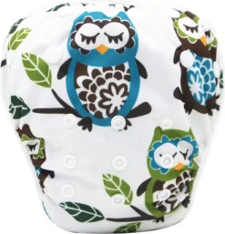 RAMBUX® - Zwemluier - Slapende Uil - Wasbaar & Verstelbaar - Zwembroek Voor Zwembad - Zwemshort Baby & Peuter - 3-15 KG - 0-3 Jaar