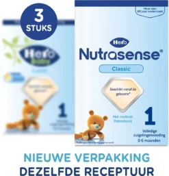 Hero Nutrasense Zuigelingenvoeding Classic 1 (0-6 Maanden) - Flesvoeding - Met Melkvet - Palmolie Vrij - 3 X 700gr (Voorheen Hero Baby Classic 1)
