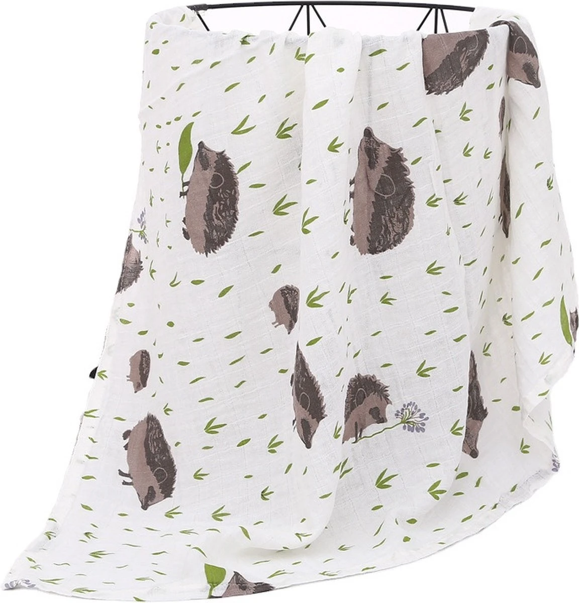 Set Van 2 | Hydrofiele Doeken XL - 120x120 Cm - Inbakerdoek - Egels - Swaddle Doek Groot - Hydrofiele Luier - Afbeelding 4