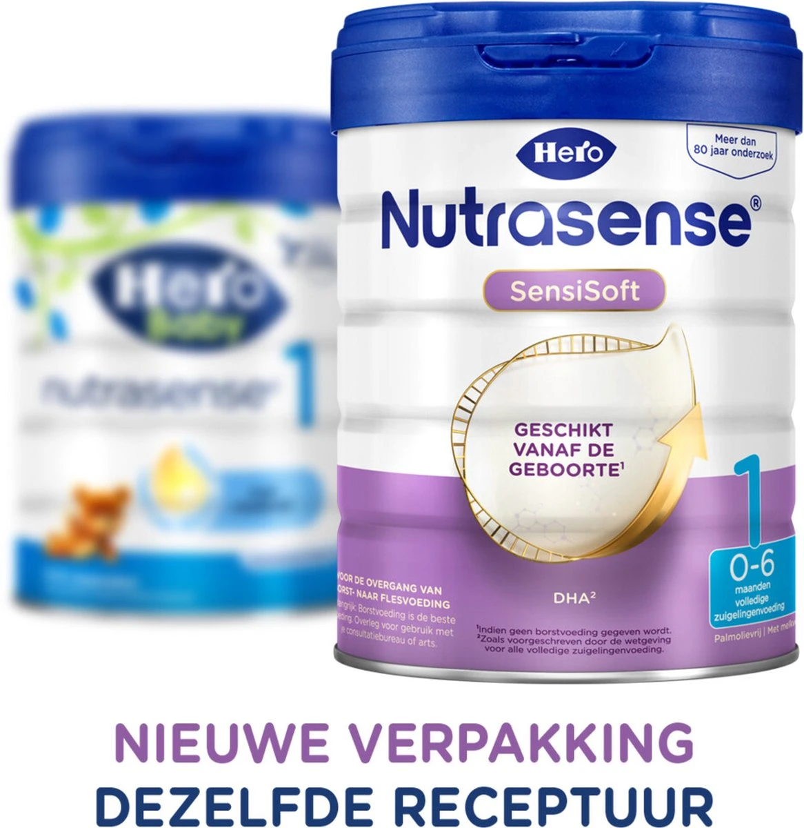 Hero Nutrasense SensiSoft Zuigelingenvoeding 1 - Flesvoeding Van 0 Tot 6 Maanden - 3 X 800 Gram - Met Melkvet - Palmolie Vrij - Afbeelding 2