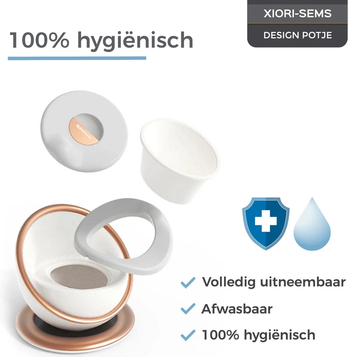 XIORI-SEMS - Plaspotje - Potje Peuter - Potje - WC Verkleiner - WC Potje Peuter - Toilet - Zindelijkheid - Toilettrainer - Wit Met Goud - Design - Jongens En Meisjes - Kraamcadeau – Kraamvisite – Babyshower – Verjaardag - Cadeau - Potje Goud - Afbeelding 7