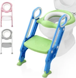 LifeGoods WC Verkleiner Met Trapje - Trainer Met Opstapje - 2 Tot 7 Jaar - Groen/Blauw