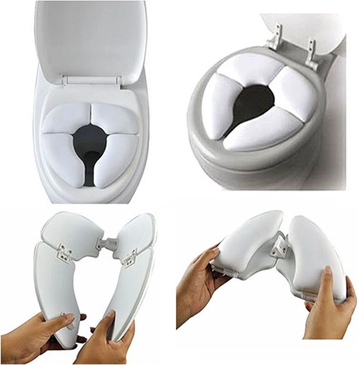 IBright Opvouwbare WC Verkleiner - Toilettrainer -Zachte Toilet Zitje - Toiletbril Verkleiner - Kinder WC Bril - Inclusief Draagtas - Wit - Afbeelding 6