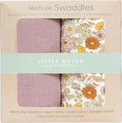 Little Dutch - Swaddle Doeken 70 X 70 Vintage Little Flowers / Pure Mauve