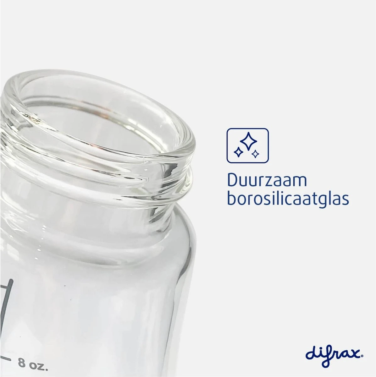 Difrax Glazen Babyfles 250 Ml Natural - Anti-Colic - Blauw - 1 Stuk - Afbeelding 13