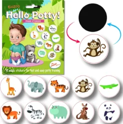 Hello Potty! - 10 Magic Stickers Met Dieren - Zindelijkheidstraining Kind - Plasstickers Voor Kinderen- 10 Magische Plasstickers - Potjestraining