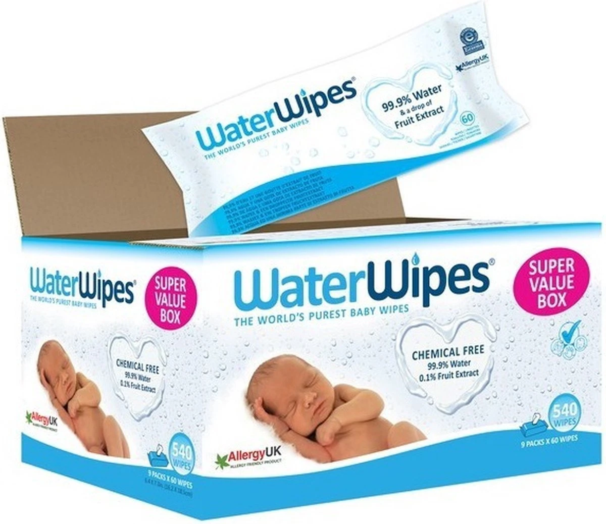 WaterWipes Billendoekjes Bio - 9 X 60 Stuks - 540 Doekjes - Afbeelding 9