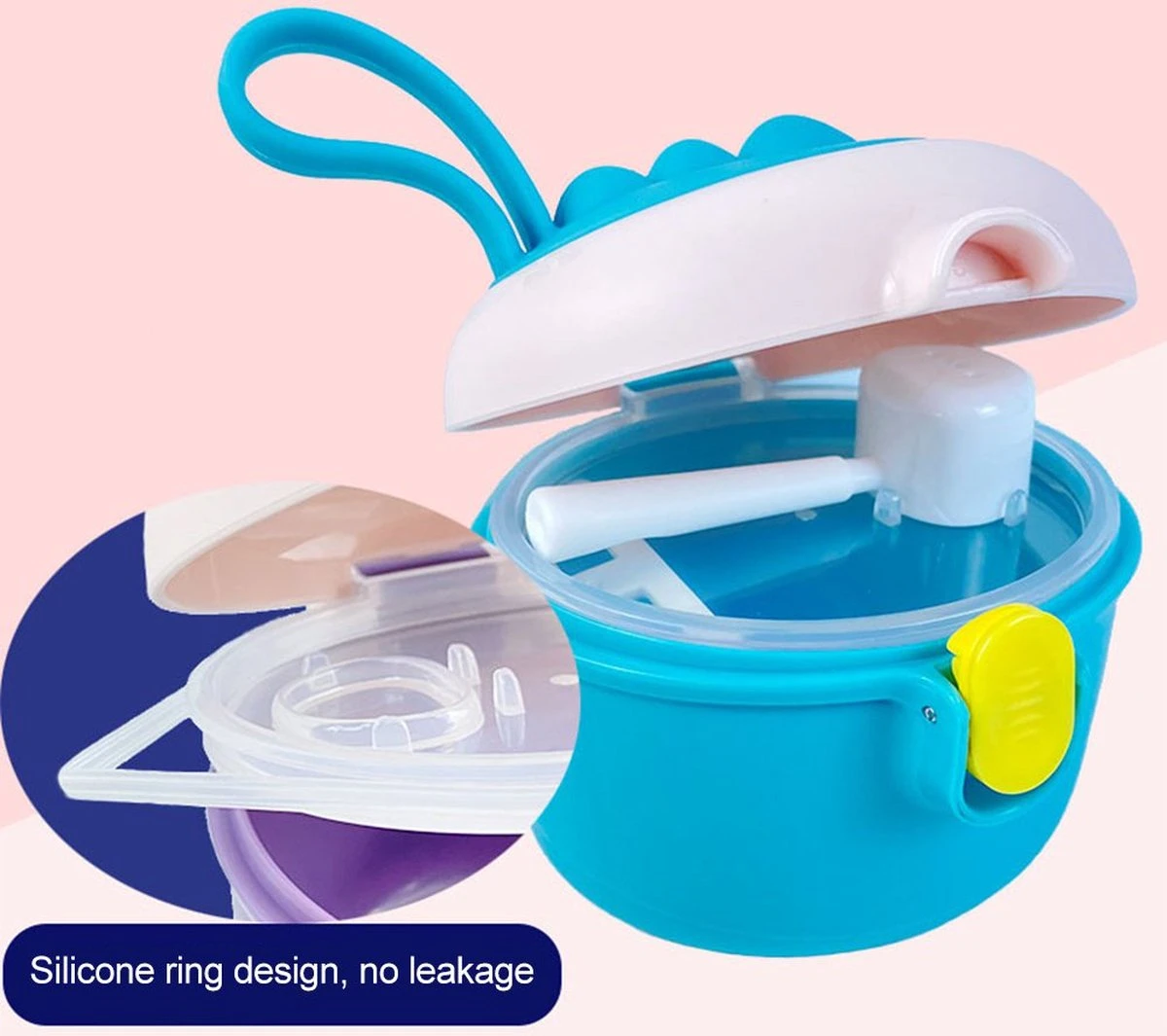 Babyvoeding Dispenser - Baby Melkpoeder Doseer Box - Reisbox - Opbergdoos Voor Voeding - Dispenser Met Schep 440ML - Paars - Afbeelding 9