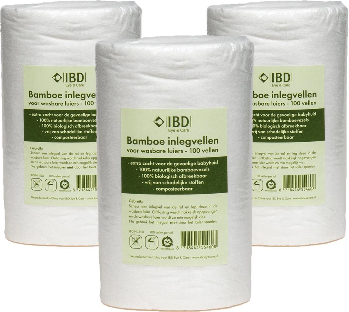 Bamboe Inlegvellen Wasbare Luiers - 300 Inlegvellen - 3 Rollen