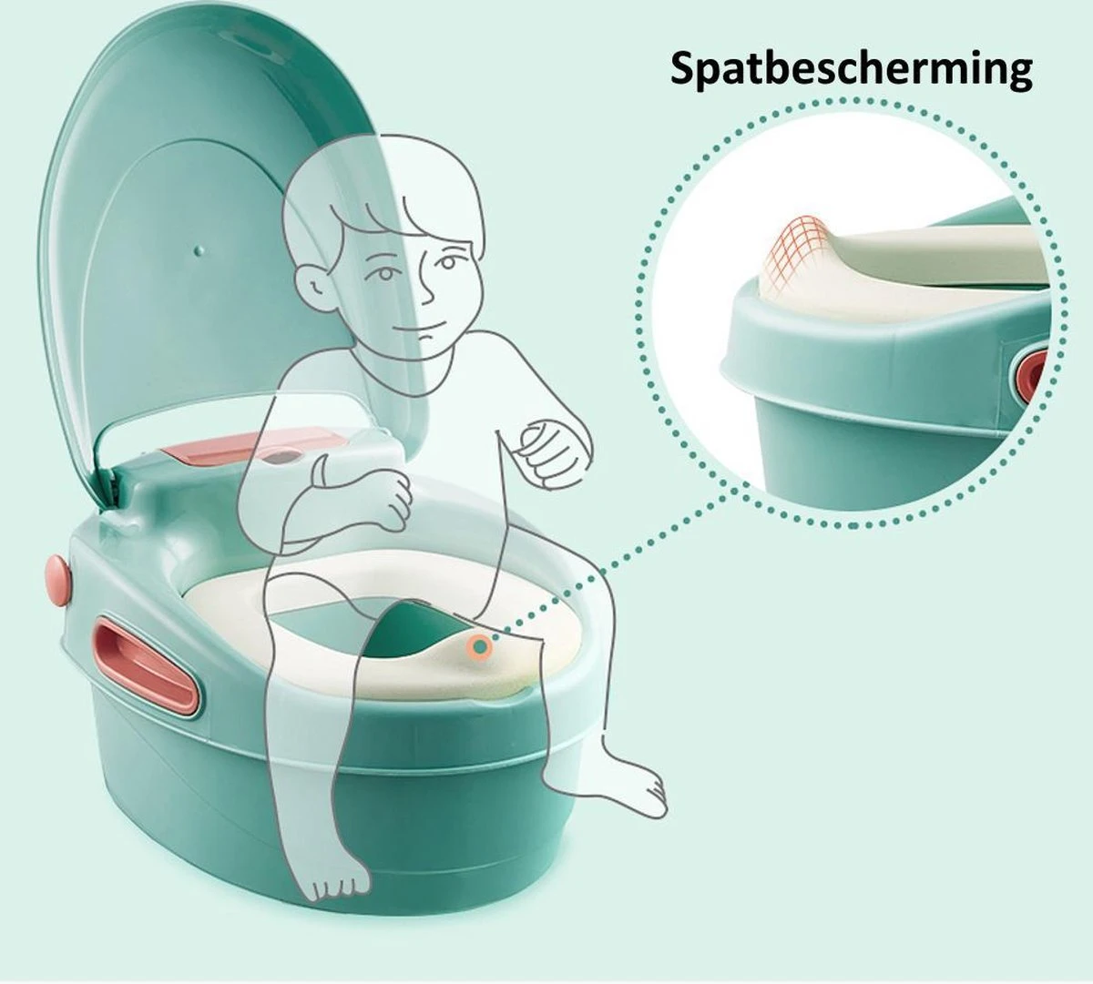 Housie 3-in-1 Plaspotje – Plaspotje Kind – Potje Peuter – Potje Met Deksel – WC Potje Peuter – WC Verkleiner – Opstapje - Roze - Afbeelding 3