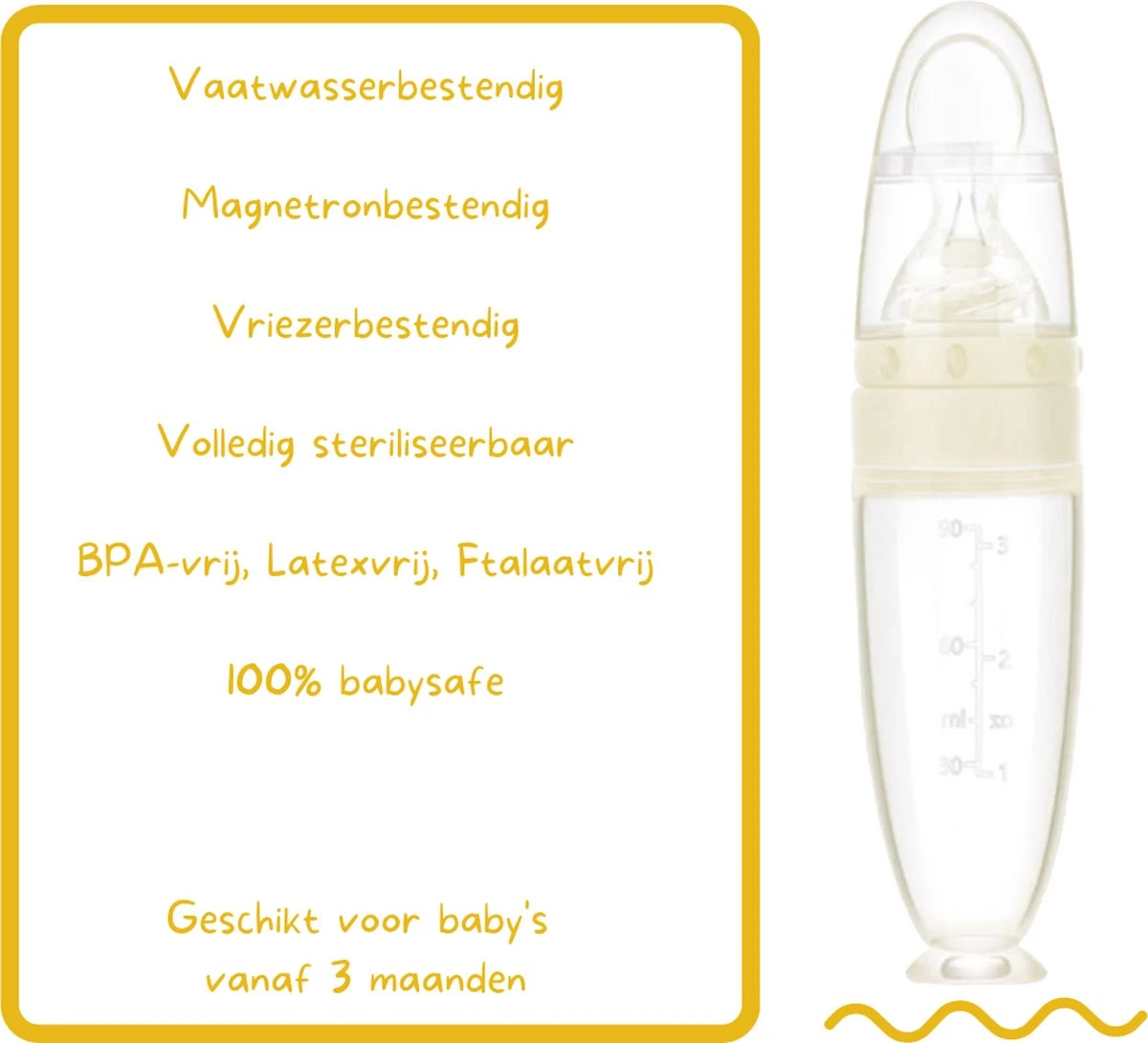 Biberoia® Knijpfles Met Lepel – Baby / Kinderbestek - Kraamcadeau – Babyshower – Wit - Afbeelding 5