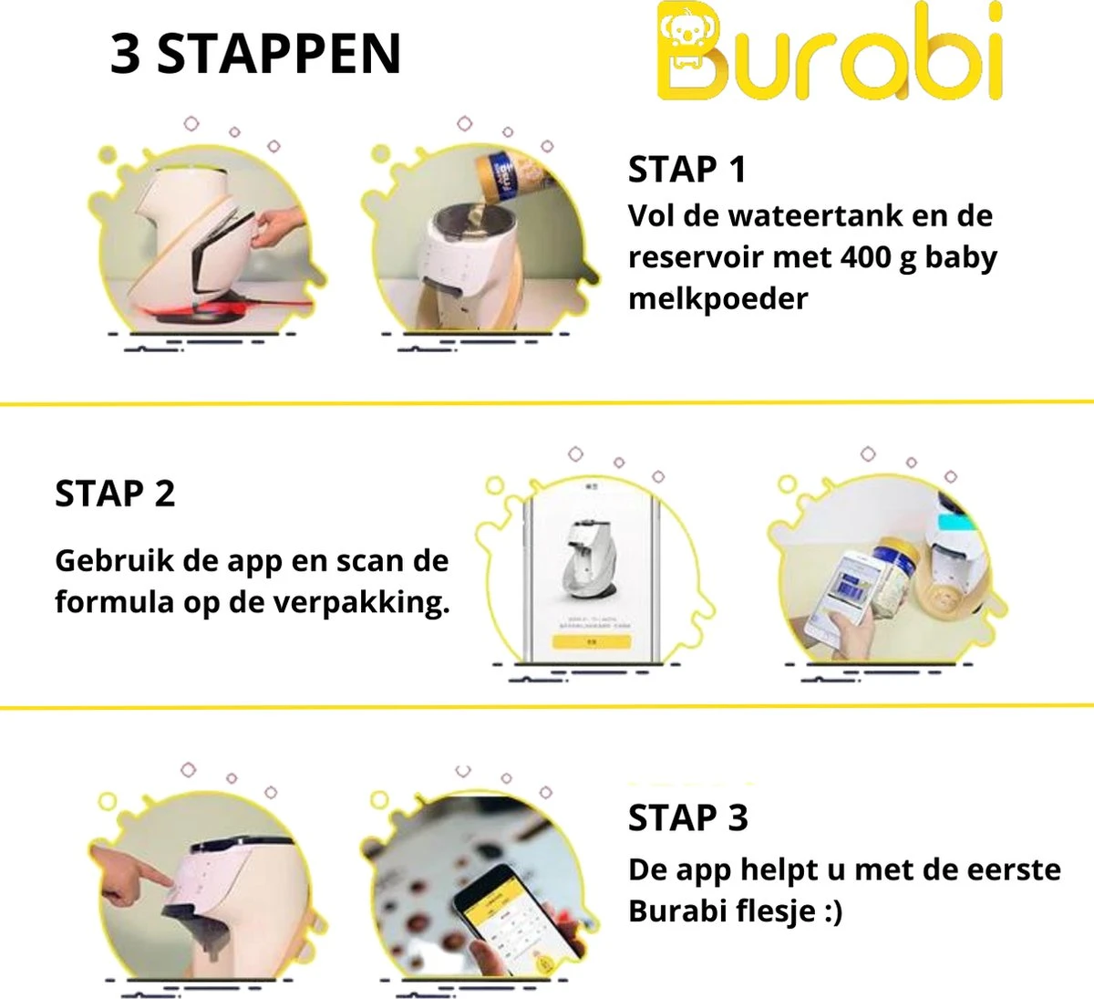 BURABI Automatische Baby Fles Maker | Fles Voeding Apparaat | Baby Senseo | Met App | Baby Verzorging | Baby Melk | Fles Bereiding | Babymelk | Baby Voeding - Afbeelding 11
