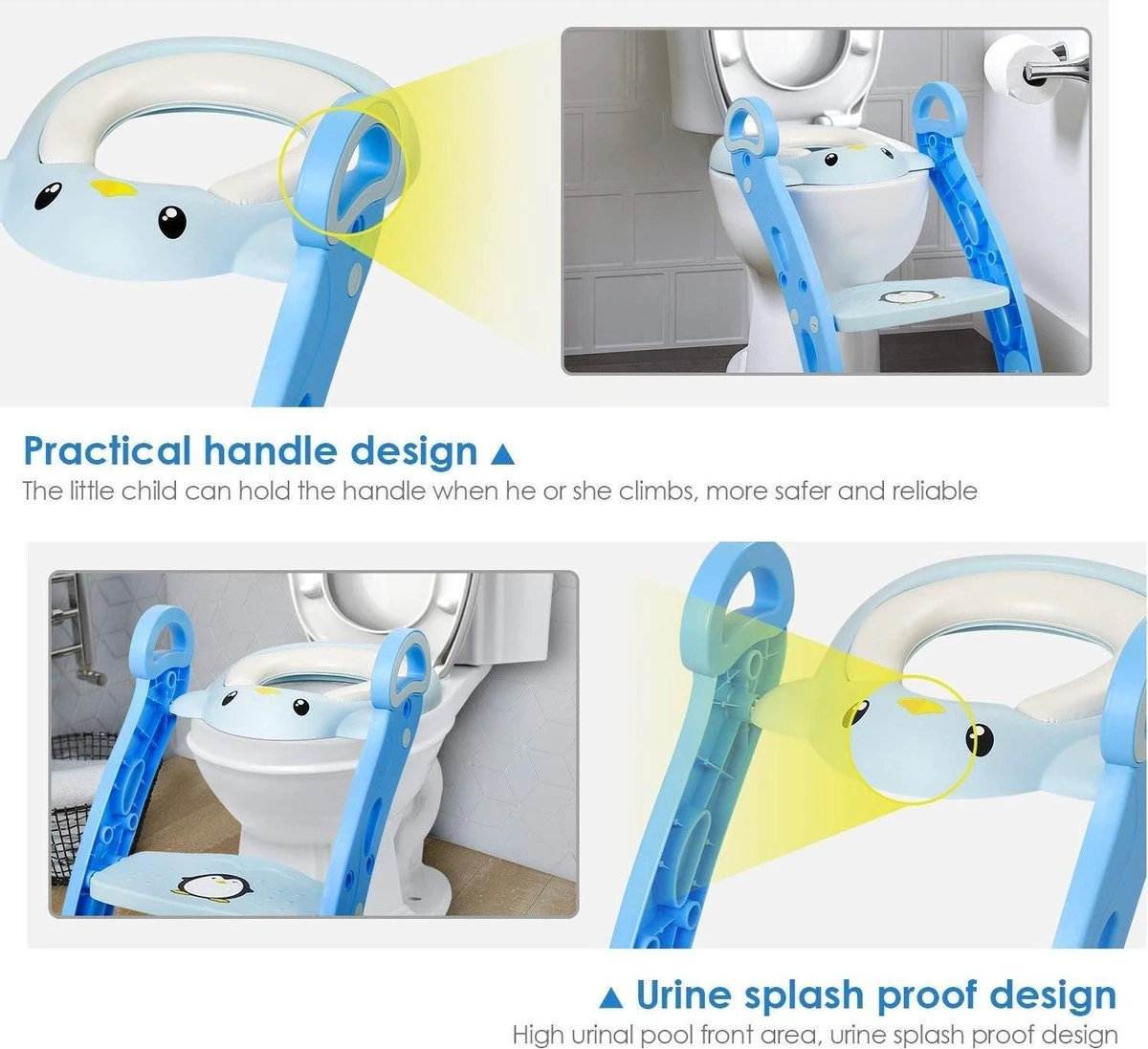 Buxibo Kinder WC Met Opstapje - WC Bril Kind - Kinderzitting WC - Toilet Verkleiner - Toilettrainer - Blauw - Afbeelding 10