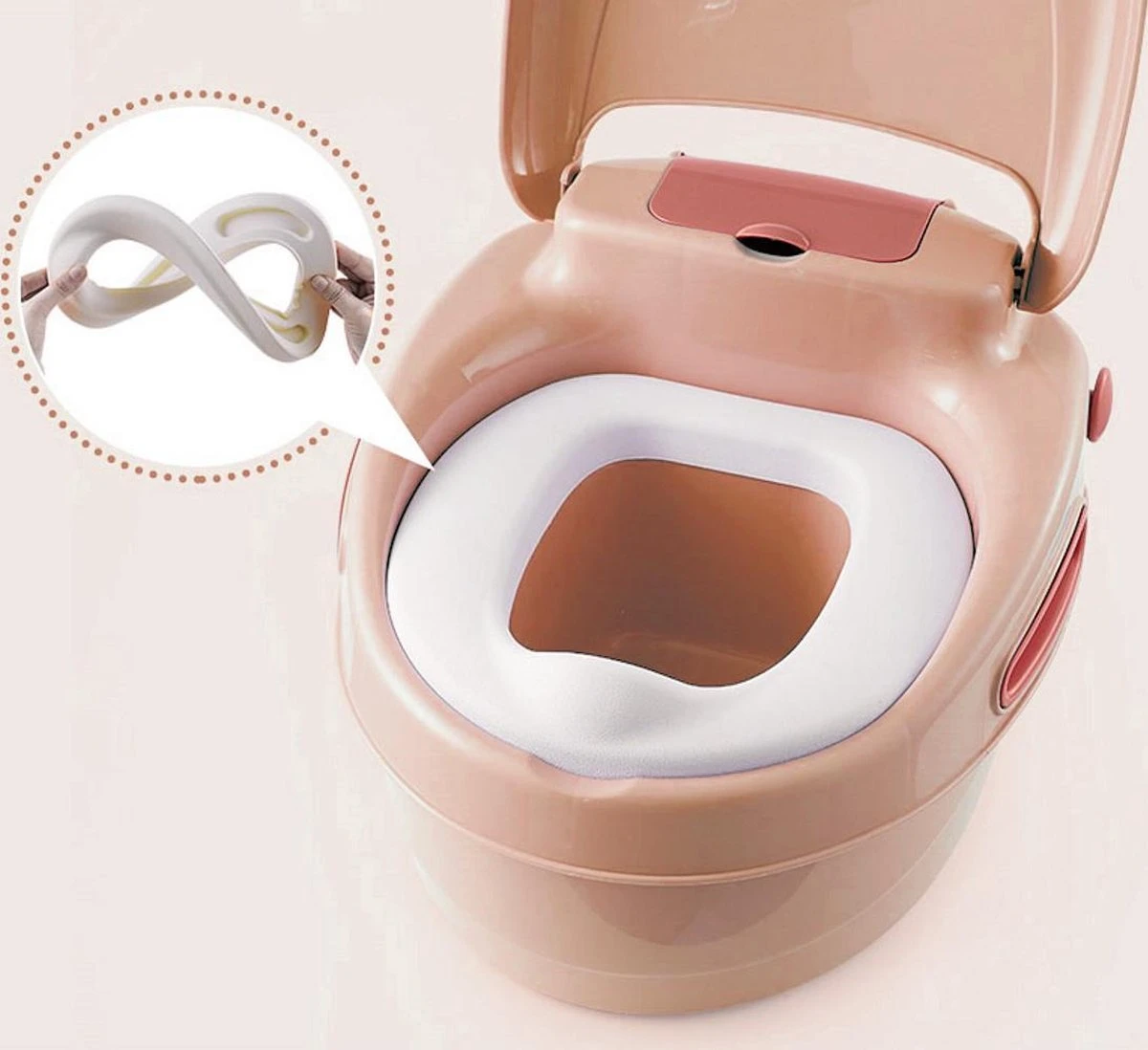 Housie 3-in-1 Plaspotje – Plaspotje Kind – Potje Peuter – Potje Met Deksel – WC Potje Peuter – WC Verkleiner – Opstapje - Roze - Afbeelding 9