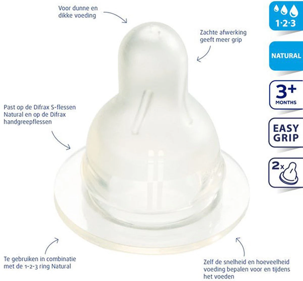 Difrax 1-2-3 Doseerspeen Natural - 2st - Afbeelding 12