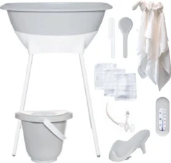 Bad- En Verzorgingsset Luma Hydrofiel Light Grey/Starterset Wit 6-delig