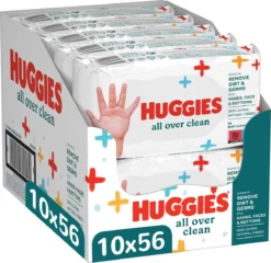 Huggies Billendoekjes - All Over Clean - 10 X 56 - 560 Billendoekjes - Voordeelverpakking