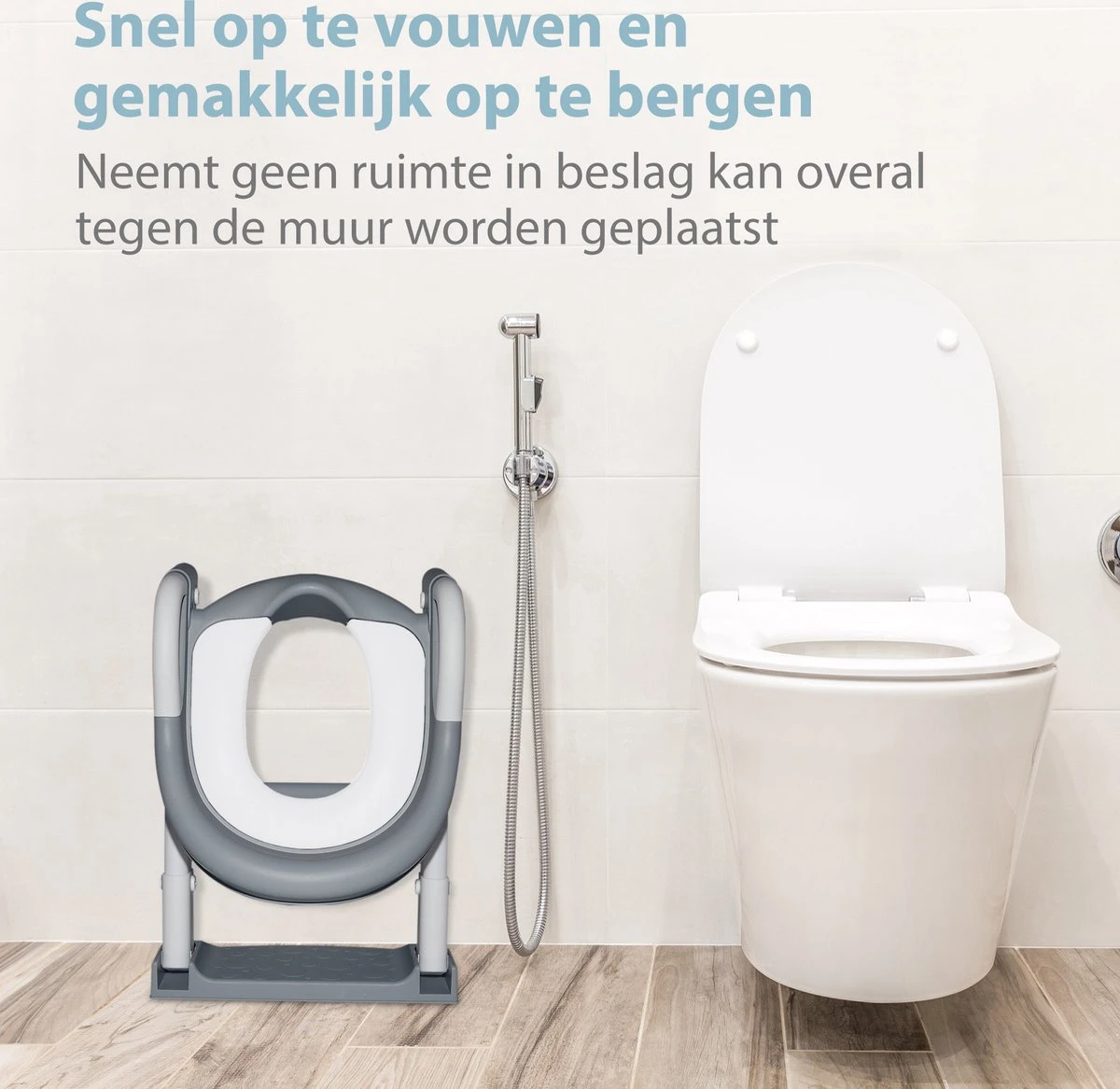 Merkloos Levlo Goods WC Verkleiner – WC Verkleiner Met Trapje – Toilettrainer – Verstelbaar – Incl. Handvaten - Grijs - Afbeelding 5