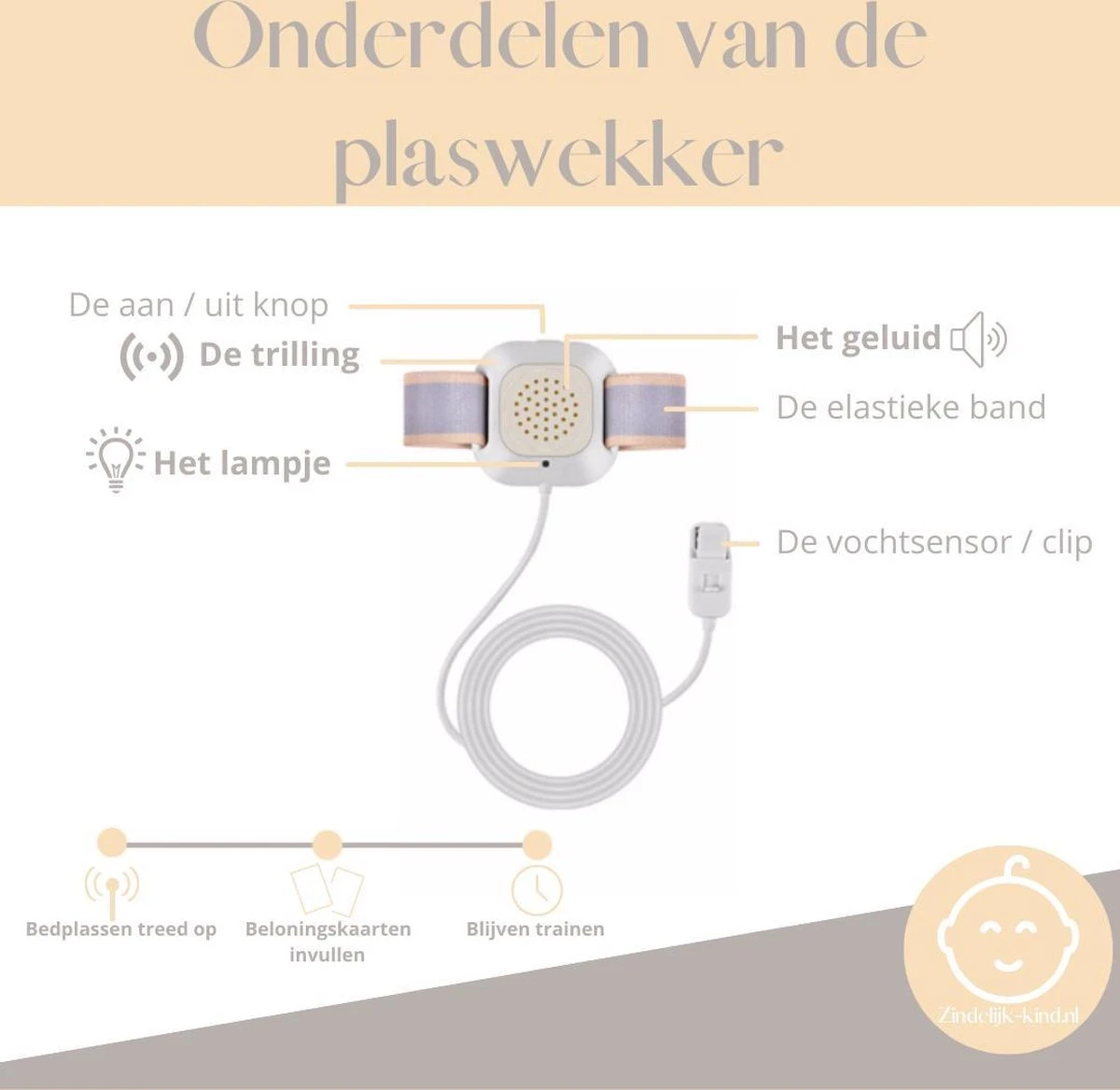 Merkloos Zindelijkheidstraining Kind - Plaswekker Voor Jongens/Meisjes - Inclusief Uniek Beloningssysteem En Batterij – Plaswekker Met Alarm En Led Licht - Beloningskaart - Tegen Bedplassen – Enuresis - Zindelijkheid - Afbeelding 3