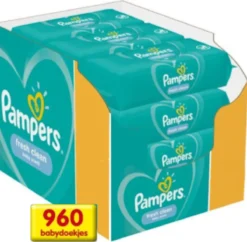 PampersĀ® 1 Doos Pampers Fresh Clean Babydoekjes XXL - 12 X 80 Stuks
