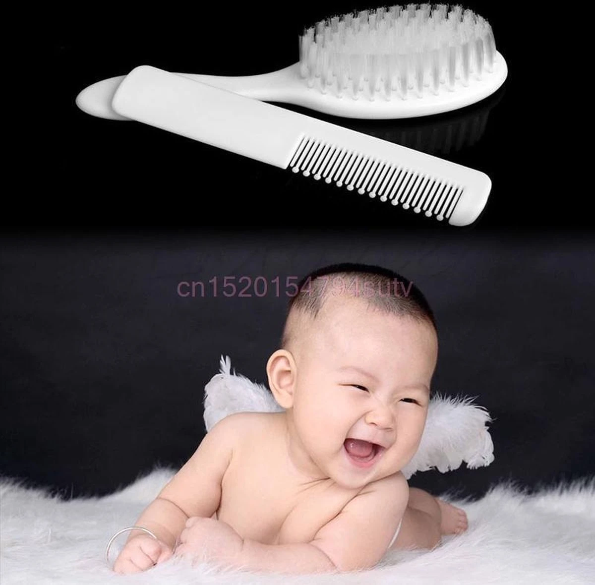 Merkloos Babyborstel En Babykam - Wit - Zeer Zachte Haartjes - Voor Baby's - Afbeelding 2