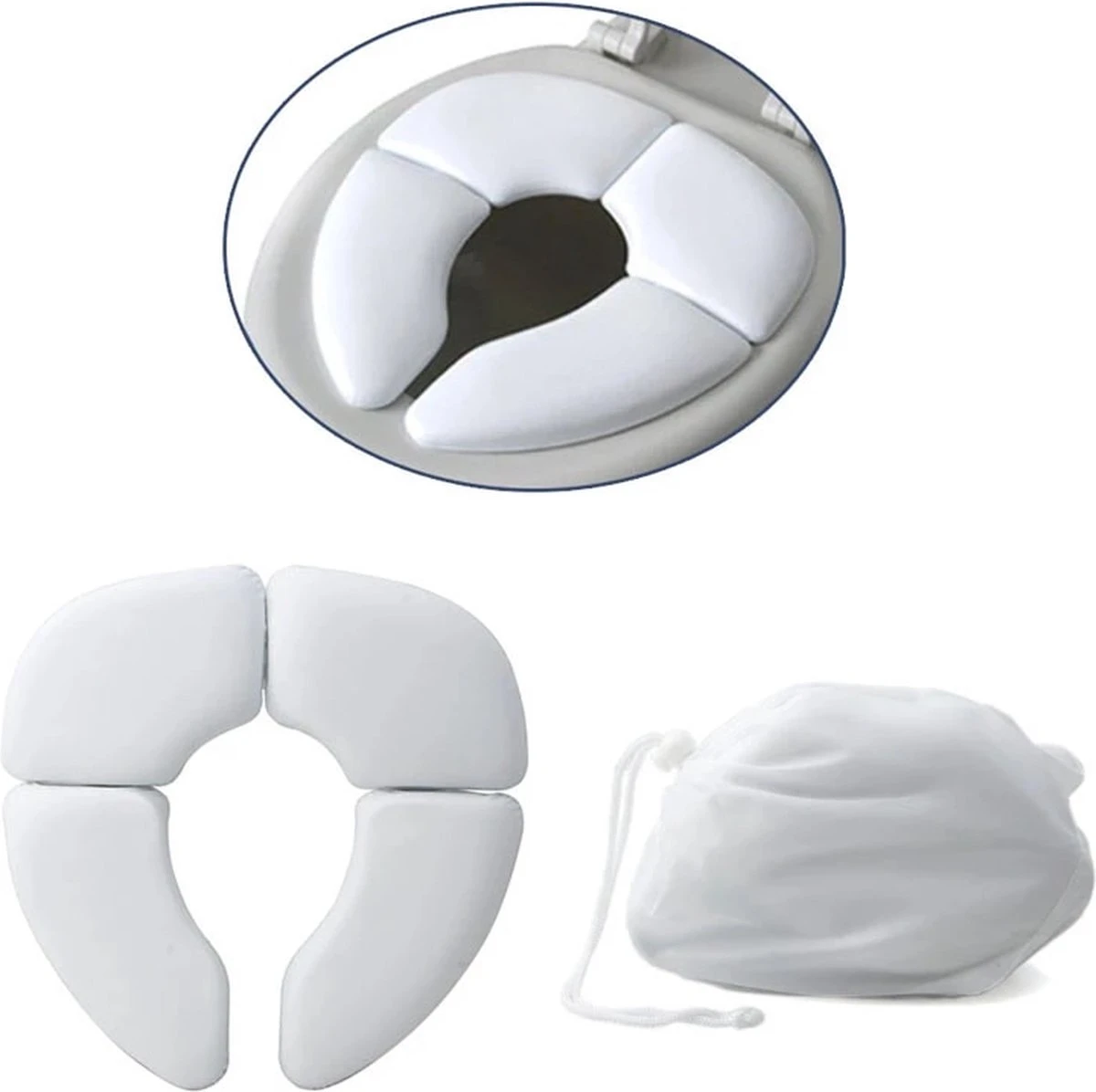 IBright Opvouwbare WC Verkleiner - Toilettrainer -Zachte Toilet Zitje - Toiletbril Verkleiner - Kinder WC Bril - Inclusief Draagtas - Wit