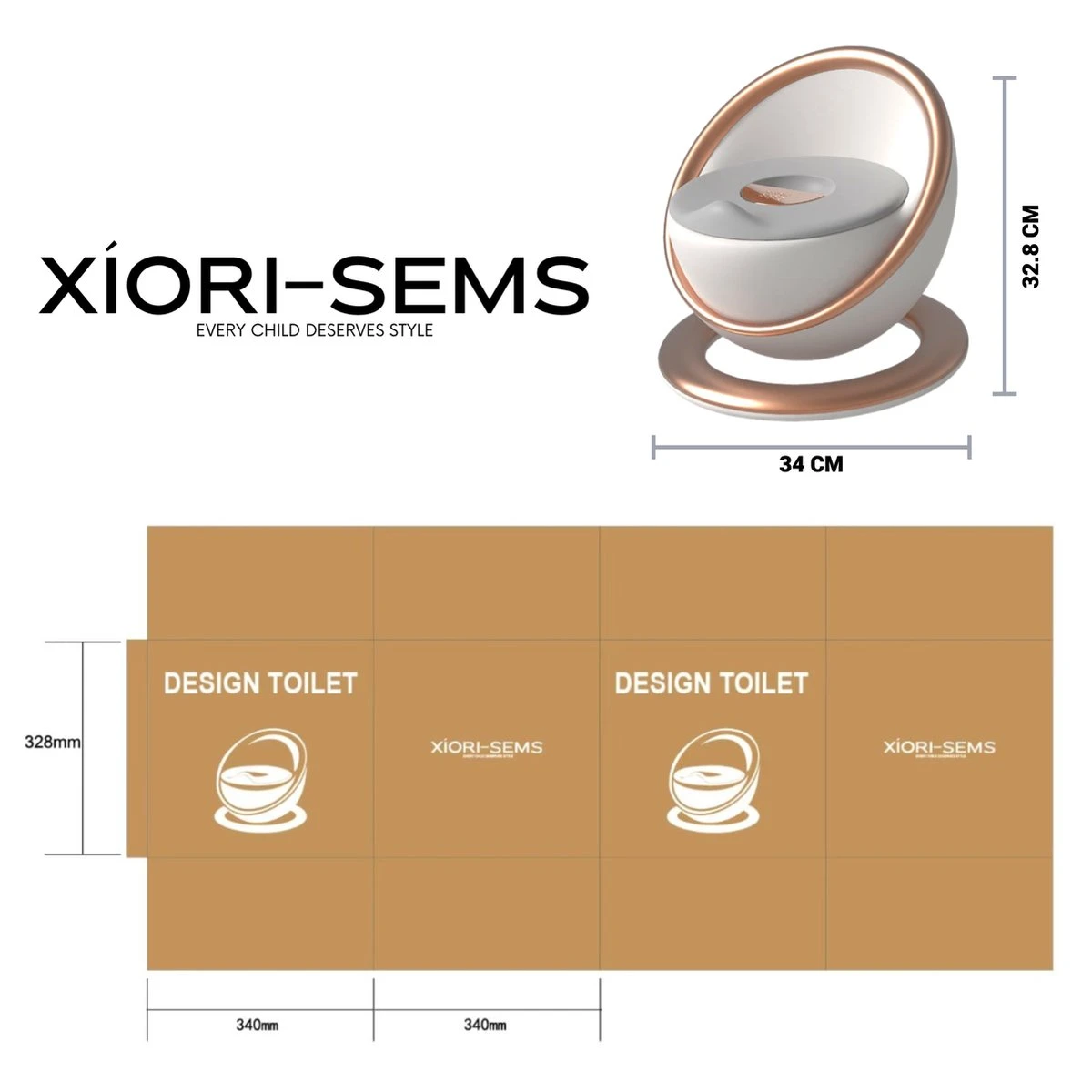 XIORI-SEMS - Plaspotje - Potje Peuter - Potje - WC Verkleiner - WC Potje Peuter - Toilet - Zindelijkheid - Toilettrainer - Wit Met Goud - Design - Jongens En Meisjes - Kraamcadeau – Kraamvisite – Babyshower – Verjaardag - Cadeau - Potje Goud - Afbeelding 8