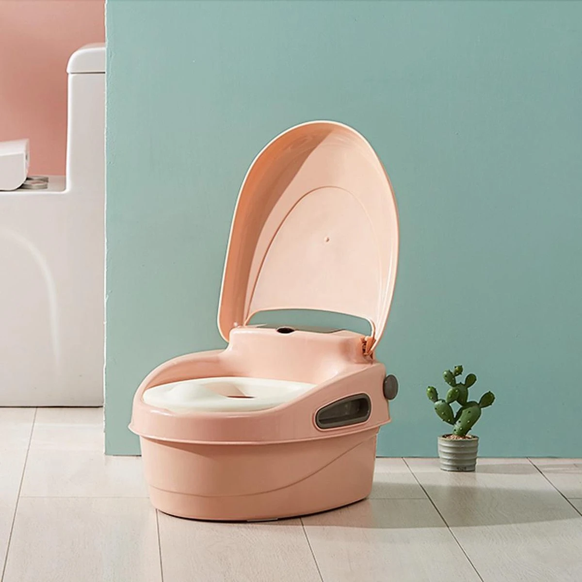 Housie 3-in-1 Plaspotje – Plaspotje Kind – Potje Peuter – Potje Met Deksel – WC Potje Peuter – WC Verkleiner – Opstapje - Roze - Afbeelding 7