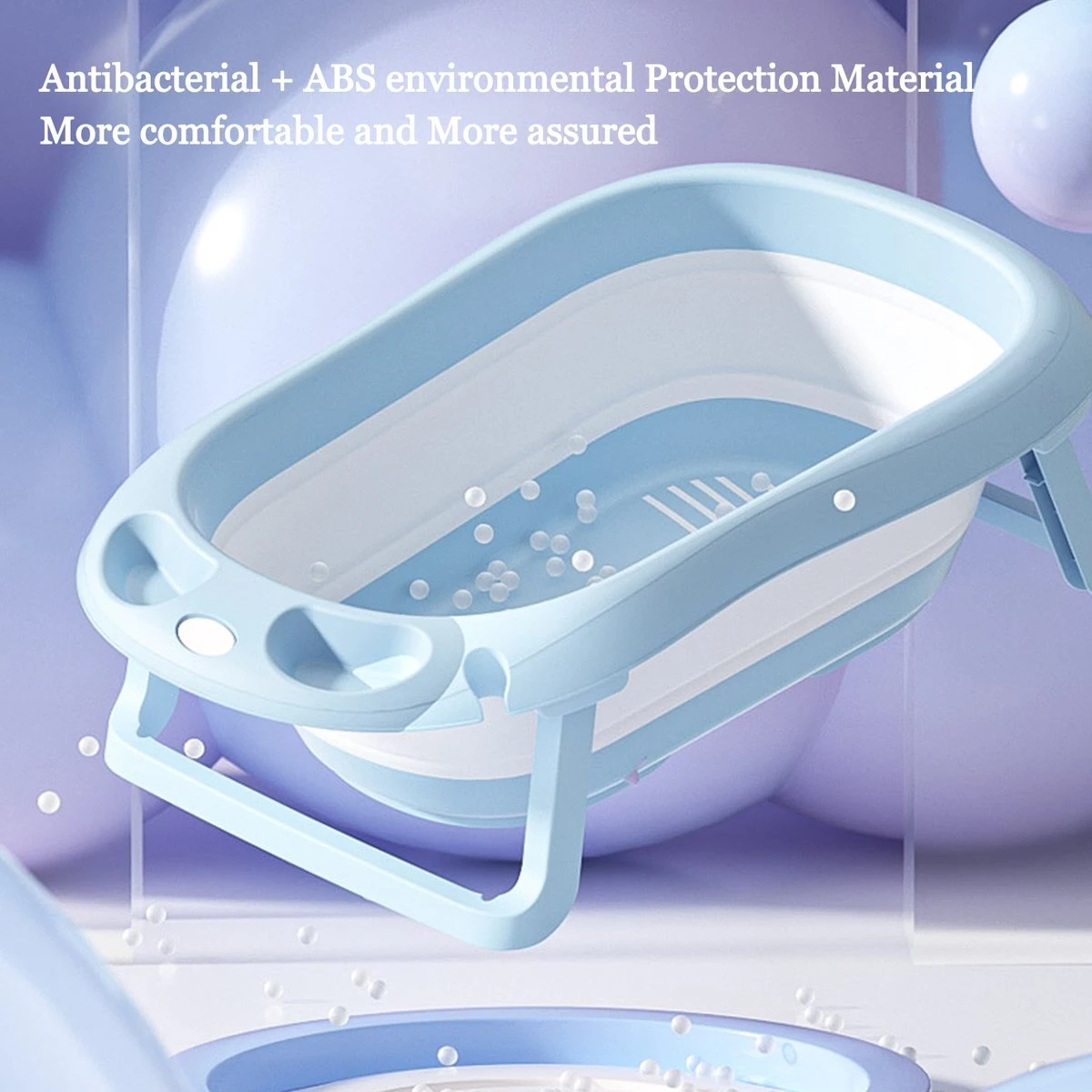 Baby Badje Opvouwbaar - 3 In 1 Opvouwbaar - Multifunctioneel - Inclusief Badkussen - Babybadje - Babybad - Peuterbadje 83 × 48 × 23,5 Cm - Blauw - Afbeelding 3