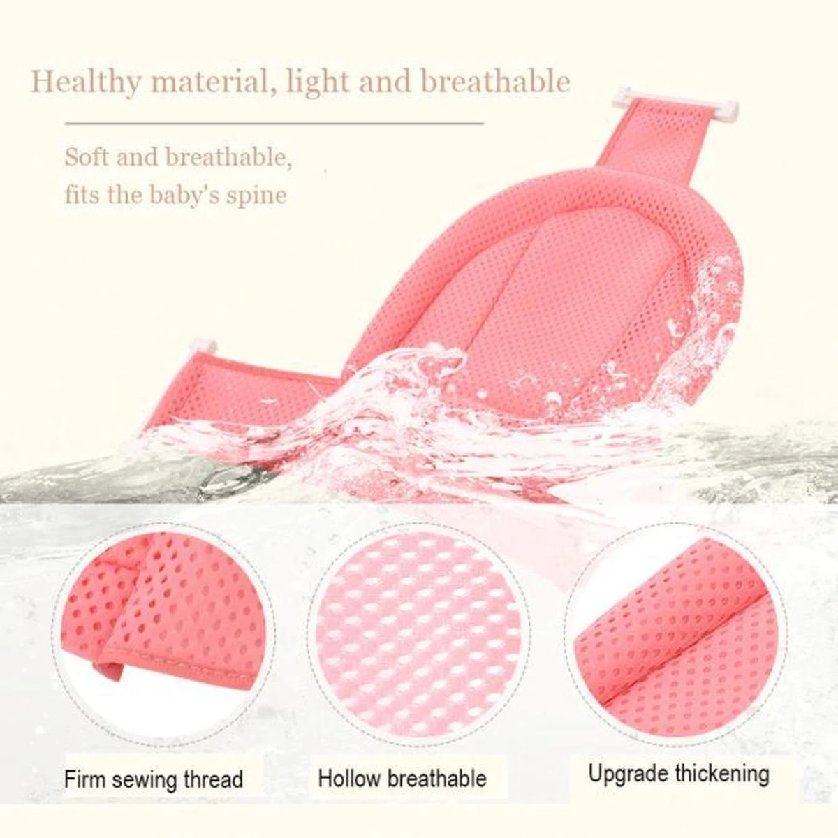 Verstelbare Antislip Baby Bad Kussen (Roze) Model 2023 - Baby Bad Kussen - Antislip Kussen - Geschikt Voor Ieder Baby Badje! - Afbeelding 4
