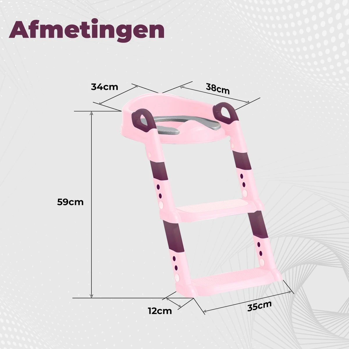 WC Verkleiner Met Trapje - Inclusief Handvaten - Opvouwbaar - 2 Tot 7 Jaar - Roze - Paars - Afbeelding 9