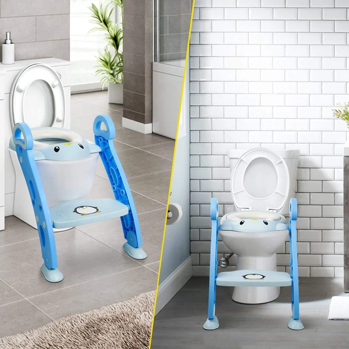 Buxibo Kinder WC Met Opstapje - WC Bril Kind - Kinderzitting WC - Toilet Verkleiner - Toilettrainer - Blauw - Afbeelding 7