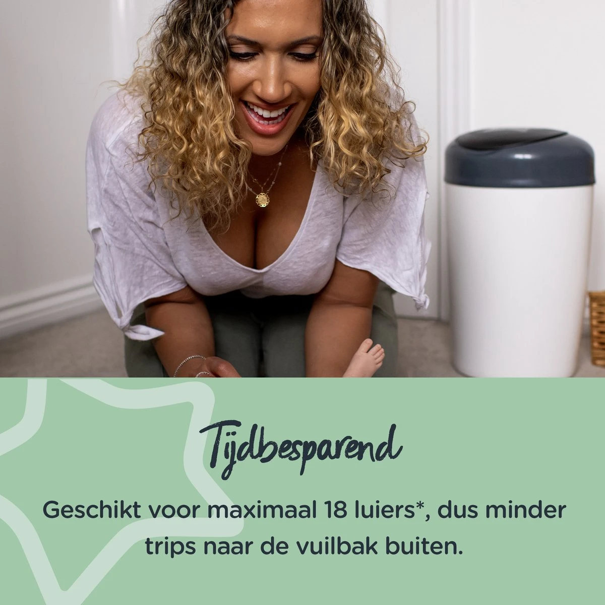Tommee Tippee Simplee Sangenic Luieremmer, Milieuvriendelijker Systeem, Inclusief 6 Navulcassettes Met Duurzaam Geproduceerde Antibacteriële GREENFILM, Grijs - Afbeelding 3