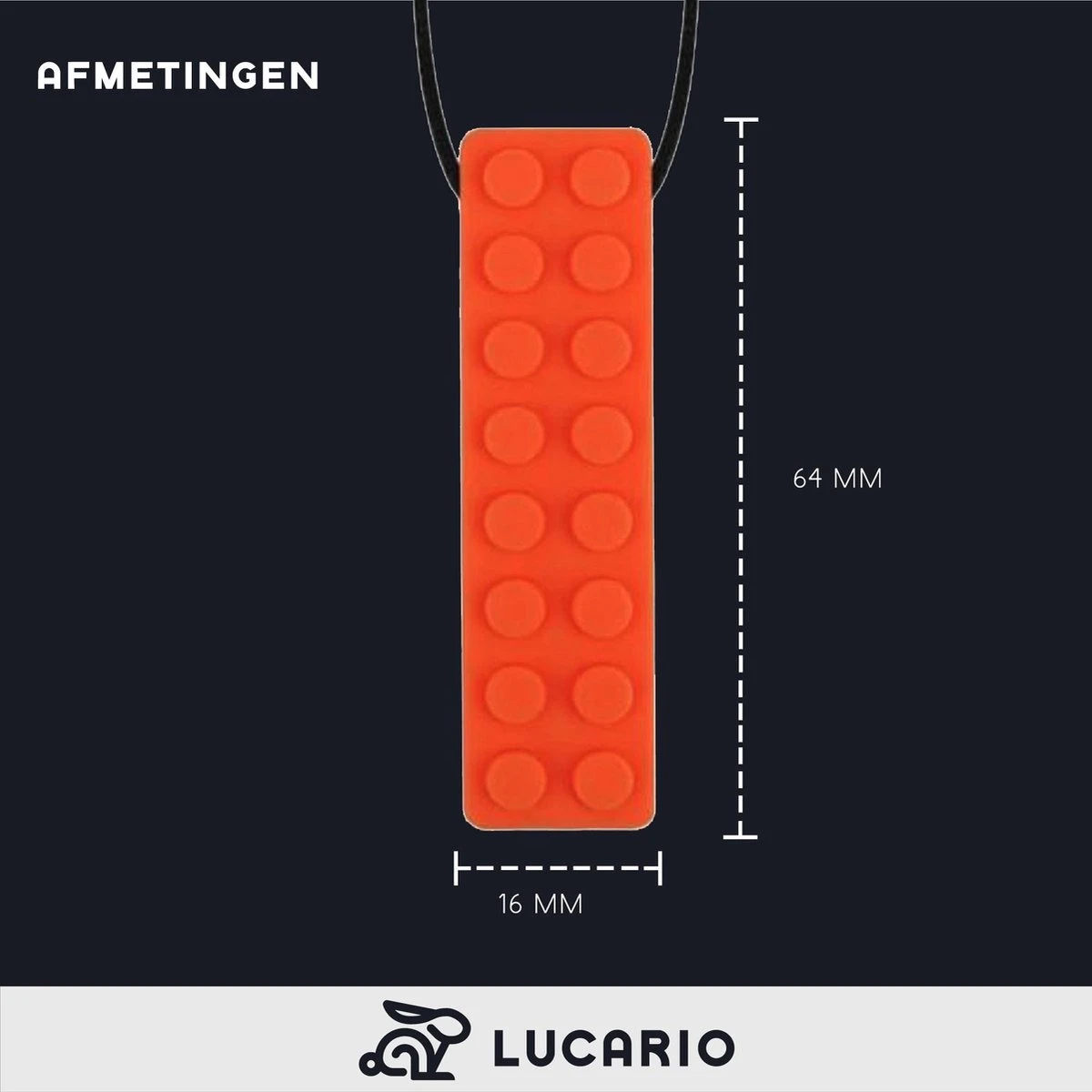 Bijtketting - Kauwketting | Bouwblokje Patroon Oranje - Afbeelding 7