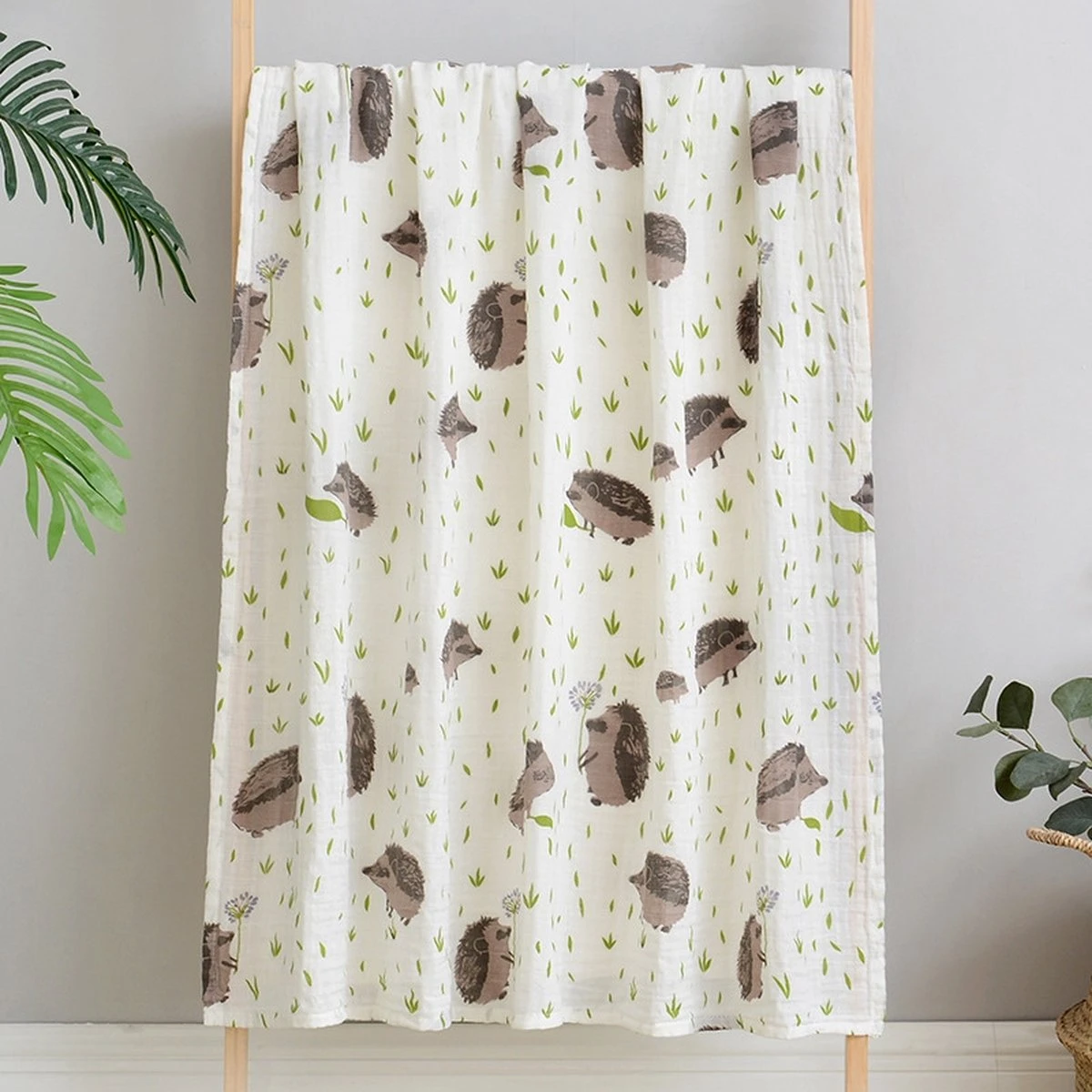 Set Van 2 | Hydrofiele Doeken XL - 120x120 Cm - Inbakerdoek - Egels - Swaddle Doek Groot - Hydrofiele Luier - Afbeelding 5