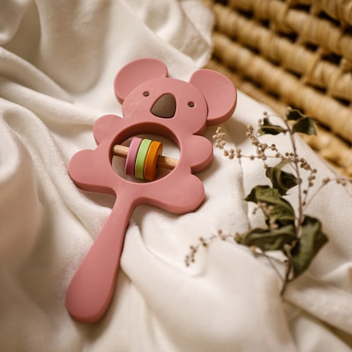 Merkloos Bijtring - Rammelaar - Babys - Speelgoed - Babyspeelgoed - Kraamcadeau - Siliconen - BPA Vrij - Roze - Afbeelding 3