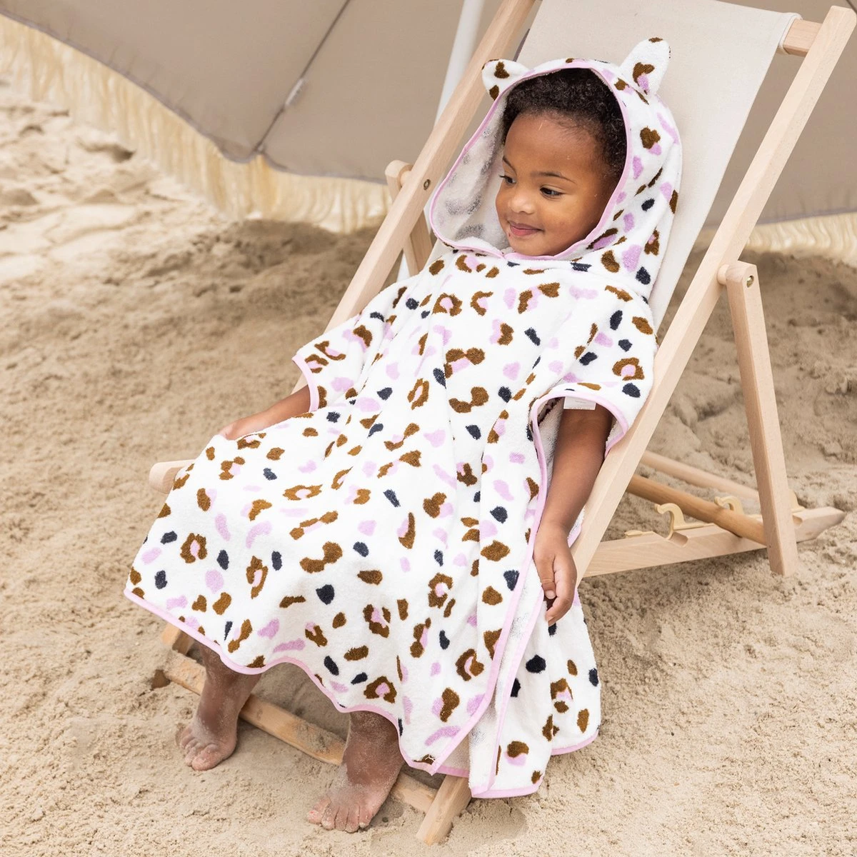 Swim Essentials - Strandponcho Offwhite Panterprint - Poncho's - Afbeelding 10