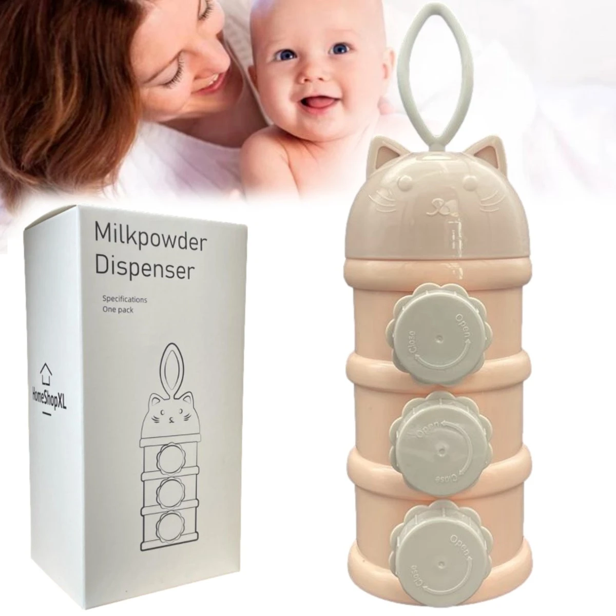 Melkpoedertoren Melkpoeder Toren - Roze - Flesvoedingsaccessoires - Babyvoeding Bewaarbakjes - Doseerdoosjes - Kraam Cadeau - BPA Vrij