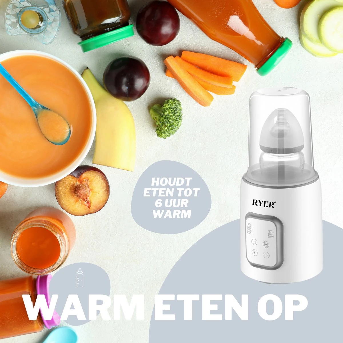 RYER Flessenwarmer 5 In 1 - LCD Scherm - Geschikt Voor Alle Babyflessen - Afbeelding 4