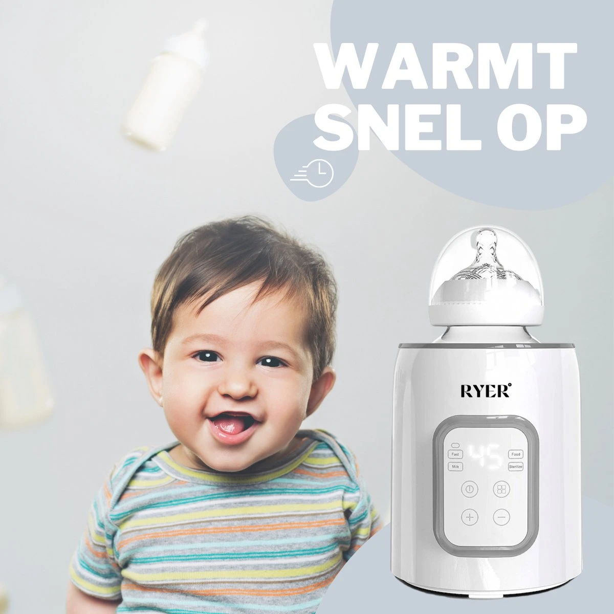 RYER Flessenwarmer 5 In 1 - LCD Scherm - Geschikt Voor Alle Babyflessen - Afbeelding 5