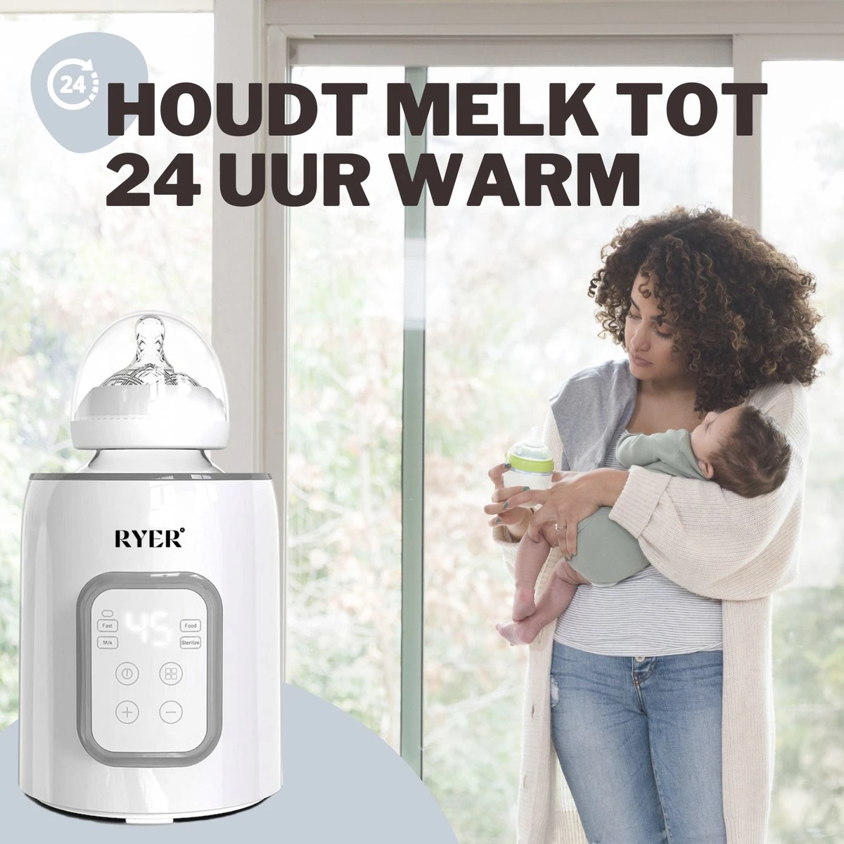 RYER Flessenwarmer 5 In 1 - LCD Scherm - Geschikt Voor Alle Babyflessen - Afbeelding 8