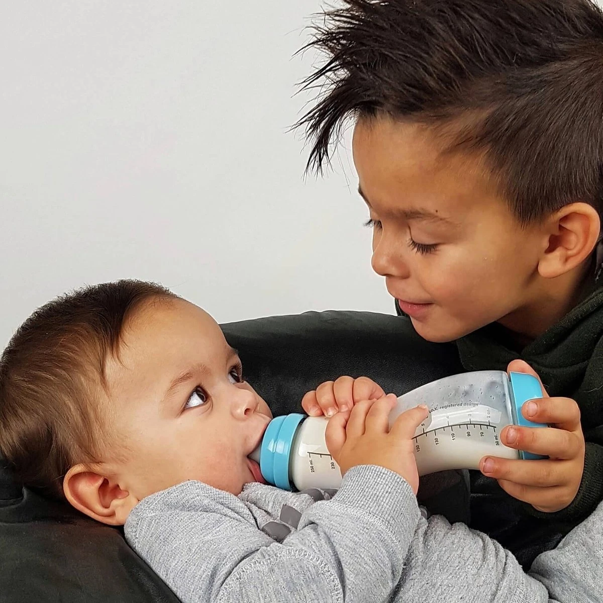 Difrax Glazen Babyfles 250 Ml Natural - Anti-Colic - Blauw - 1 Stuk - Afbeelding 8