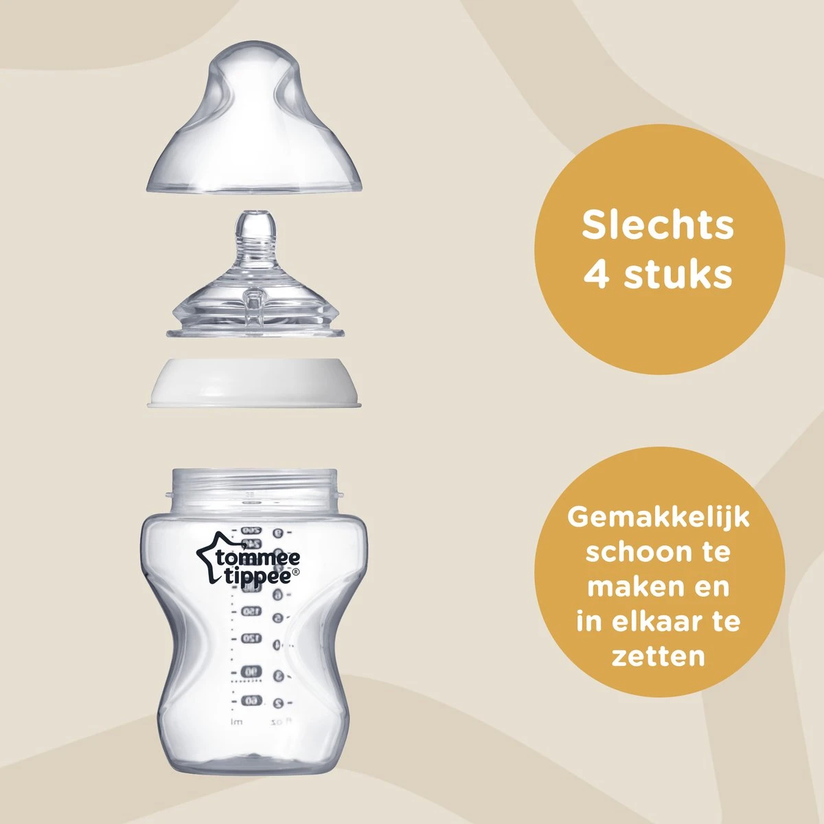 Tommee Tippee Closer To Nature - Zuigfles - Tepelspeen Met Langzame Uitstroomsnelheid En Anti-koliek Ventiel - 150 Ml -1 Stuk - Doorzichtig - Afbeelding 4
